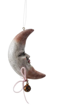 RESIN HALF MOON ORNAMENT WITH FACE