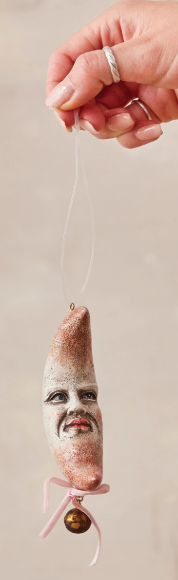 RESIN HALF MOON ORNAMENT WITH FACE