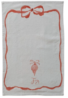 COTTON PRINTED TEA TOWEL WITH BOW - ASSORTED
