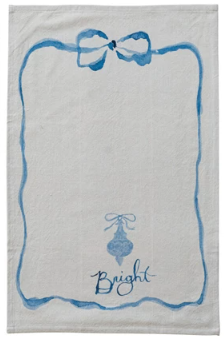 COTTON PRINTED TEA TOWEL WITH BOW - ASSORTED