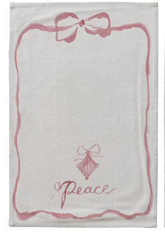 COTTON PRINTED TEA TOWEL WITH BOW - ASSORTED