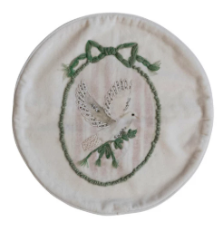 16" ROUND COTTON VELVET HOLIDAY PILLOW - ASSORTED