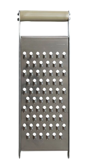 STAINLESS STEEL GRATER WITH ENAMELED MANGO WOOD HANDLE