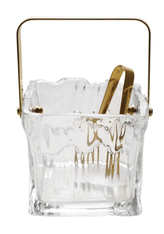 24oz. TEXTURED GLASS ICE BUCKET WITH TONGS