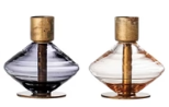 BOHEMIAN BLOWN GLASS & METAL TAPER HOLDERS - SET OF 4
