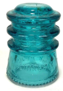 VINTAGE HEMINGRAY 10 AQUA GLASS INSULATER - PATENTED MAY 2 1893