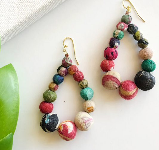 KANTHA GRADUATED TEARDROP EARRINGS