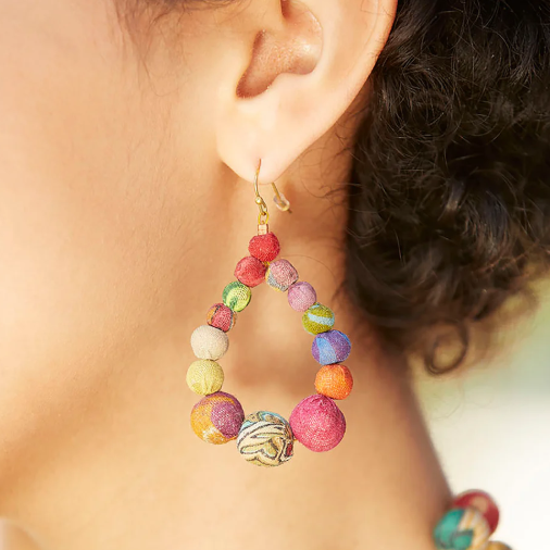KANTHA GRADUATED TEARDROP EARRINGS