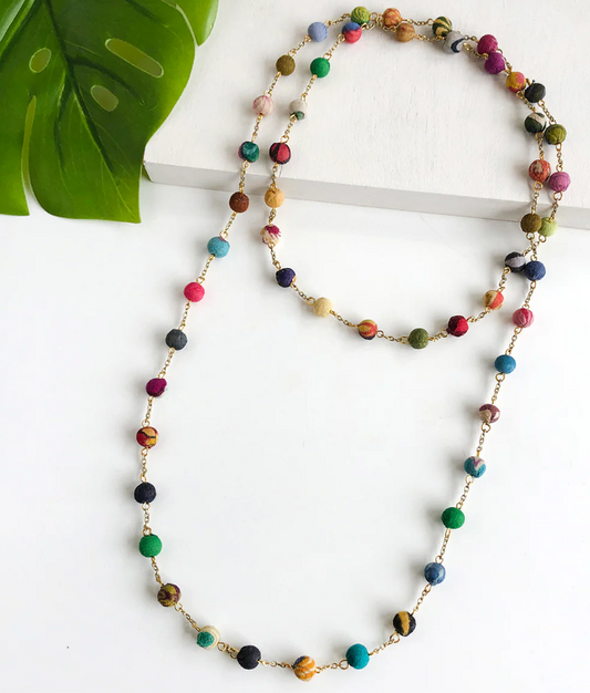 KANTHA DOTTED LONG NECKLACE