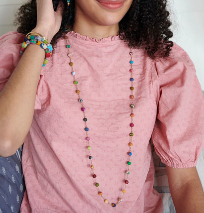 KANTHA DOTTED LONG NECKLACE