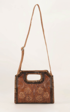 LOYAL WEST ALMA MEDIUM BAG - BROWN HANDTOOLED LEATHER & CALFS