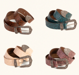 LOYAL WEST SOPHIA FLORAL LEATHER BELT - ASSORTED