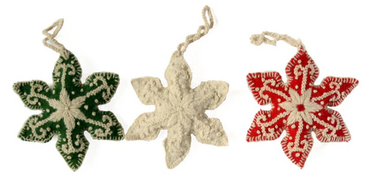 EMBROIDERED SNOWFLAKE ORNAMENT - ASSORTED