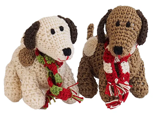 CROCHET SPOTTED DOG ORNAMENT - ASSORTED
