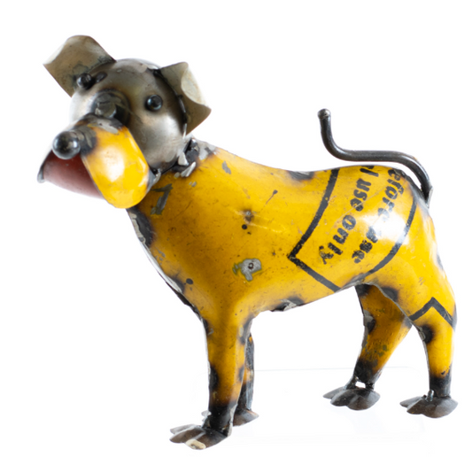YELLOW METAL DOG - RECYCLED METAL SIGNS