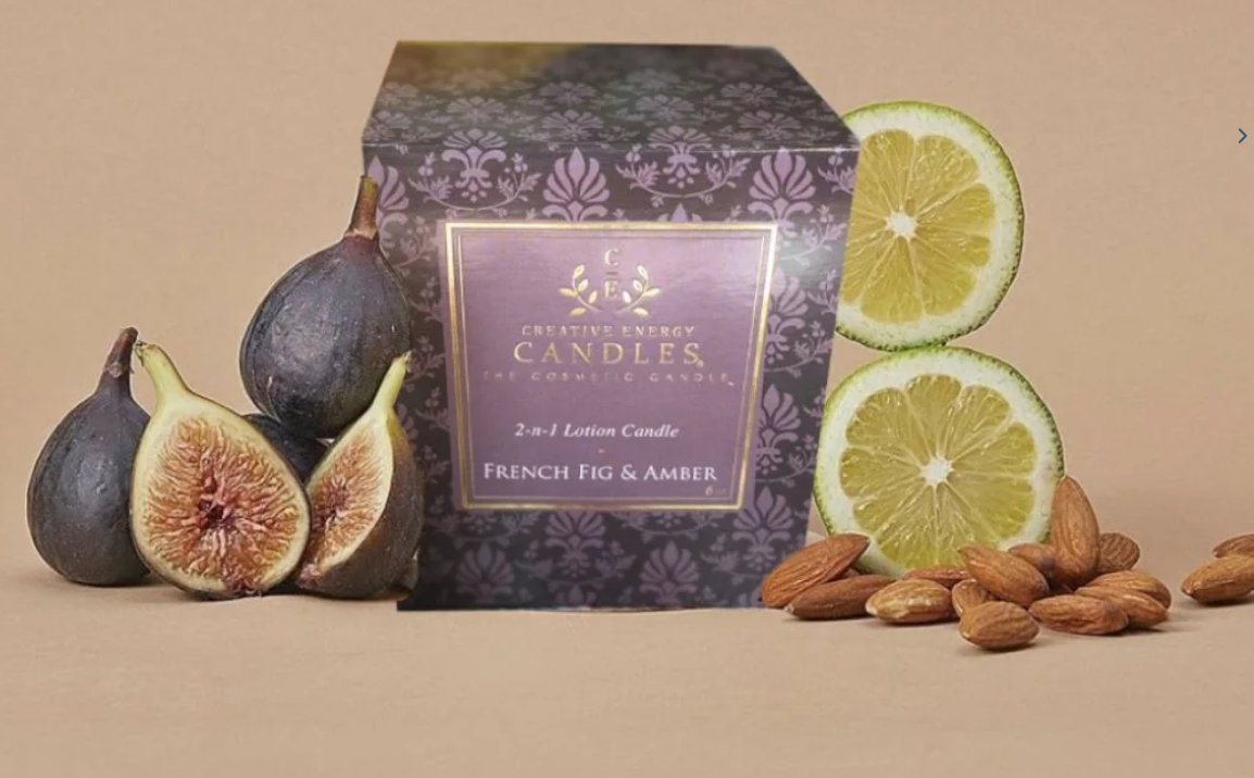 CREATIVE ENERGY SOY LOTION CANDLES - FRENCH FIG & AMBER
