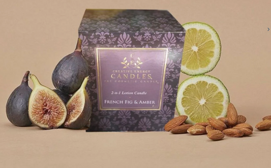 CREATIVE ENERGY SOY LOTION CANDLES - FRENCH FIG & AMBER