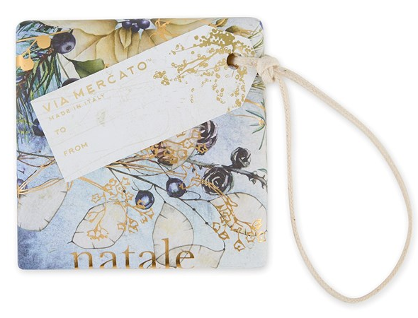 EUROPEAN SOAPS VIA MERCATO NATALE ORNAMENT SOAP - WHITE SPRUCE, SPICED WHISKEY & ORANGE GINGERSNAP