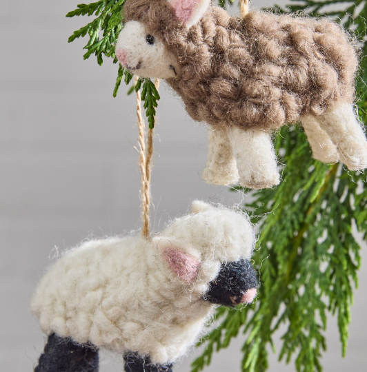 WOOL FELT CHRISTMAS ORNAMENTS - ASSORTED