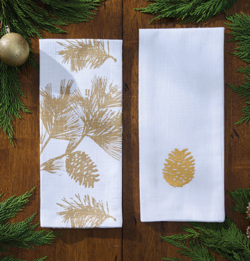 PATRICIA HEATON HOME GOLD PINECONE DISHTOWEL - ASSORTED