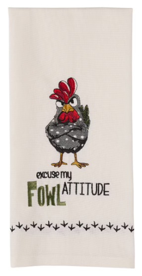FOWL ATTITUDE EMBROIDERED DISHTOWEL