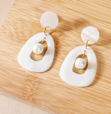 LIKHA MOTHER OF PEARL EARRINGS WITH INNER PEARL - ASSORTED