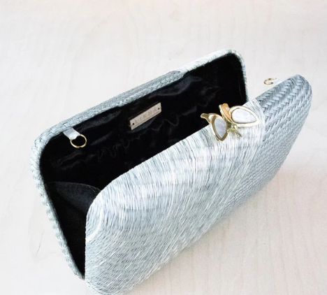 LIKHA HANDWOVEN KIMONO CLUTCH - MISTY GREY