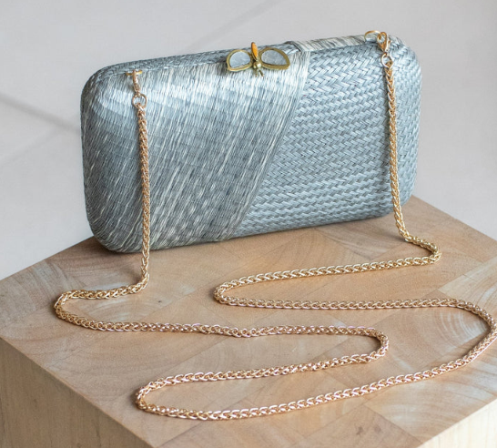 LIKHA HANDWOVEN KIMONO CLUTCH - MISTY GREY