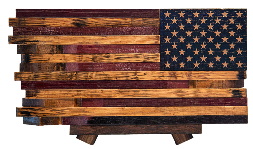 THE HERITAGE FLAG COMPANY BARREL WOOD AMERICAN FLAG - CASK COLLECTION