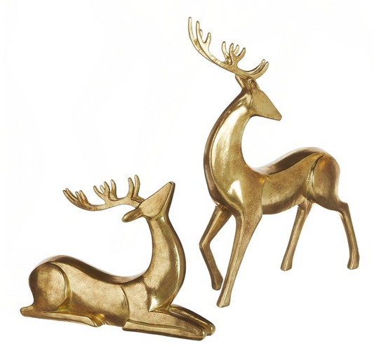 AGED GOLD DEER - SET OF 2