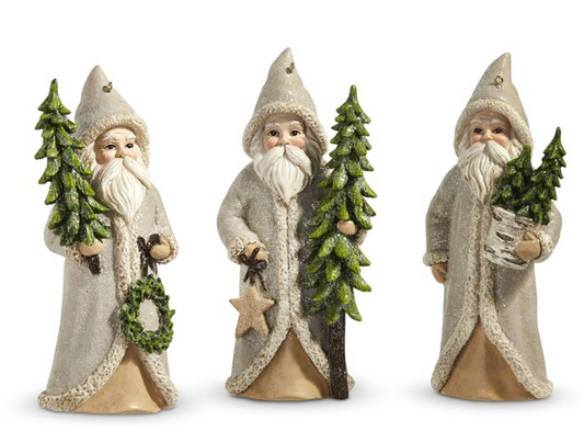 NATURAL SANTA WITH TREE ORNAMENT - ASSORTED