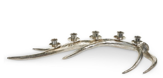 PEWTER FINISH ANTLER CANDELABRA