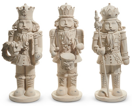 11.75" T DISTREESED WHITEWASHED NUTCRACKER - ASSORTED