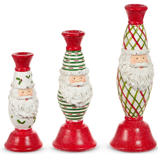 SANTA CANDLESTICKS - SET OF 3