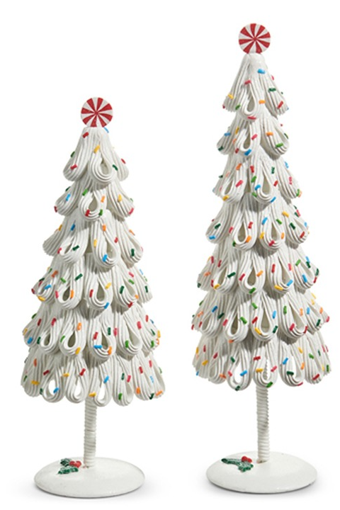 WHITE ICING CHRISTMAS TREES WITH SPRINKLES - SET OF 2