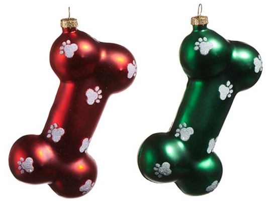 PAW BRINT DOG BONE ORNAMENT - ASSORTED