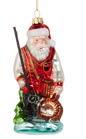 GONE FISHIN' SANTA ORNAMENT