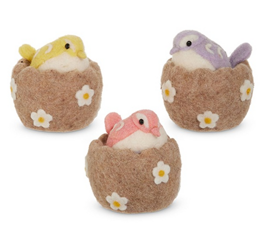 FELT BIRD IN NEST - ASSORTED