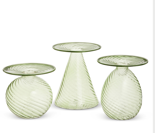 SOFT GREEN CANDLE HOLDER SET OF 3