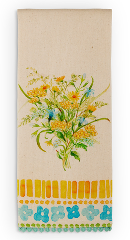 EMBRODERED FLORAL TEA TOWEL