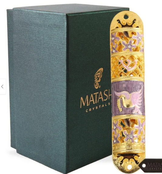 MATASHI HAND PAINTED ENAMED MEZUZAH EMBELLISHED DESIGN WITH GOLD ACCENTS AND HIGH QUALITY CRYSTALS - ASSORTED