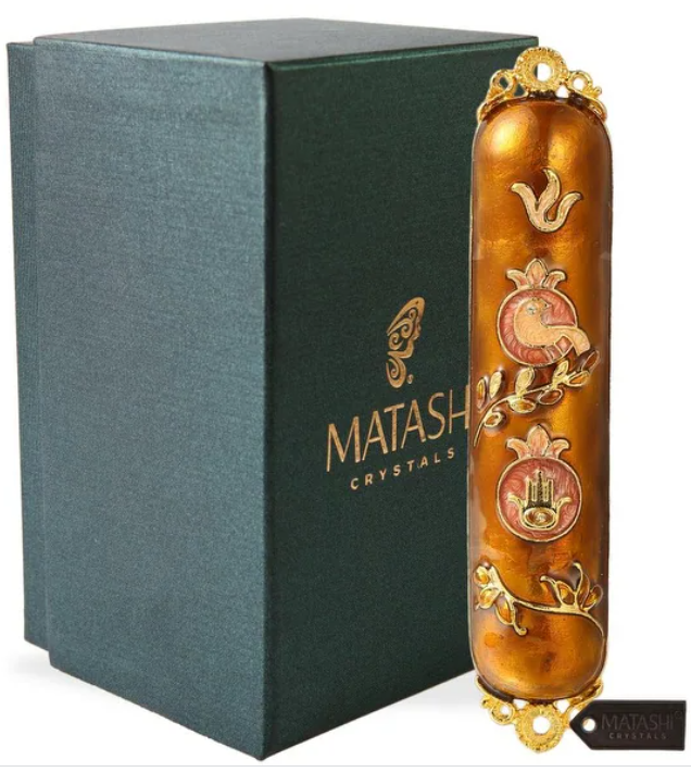 MATASHI HAND PAINTED ENAMED MEZUZAH EMBELLISHED DESIGN WITH GOLD ACCENTS AND HIGH QUALITY CRYSTALS - ASSORTED