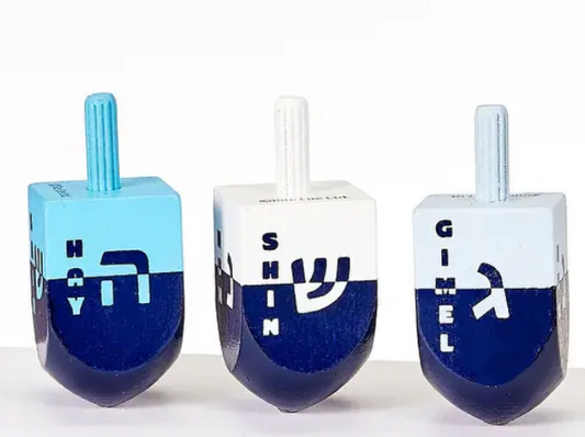 LARGE COLORBLOCK WOOD DREIDEL HANUKKAH GAME