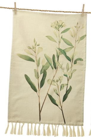 NEUTRAL AND GREEN LEAVES TEA TOWELS - ASSORTED