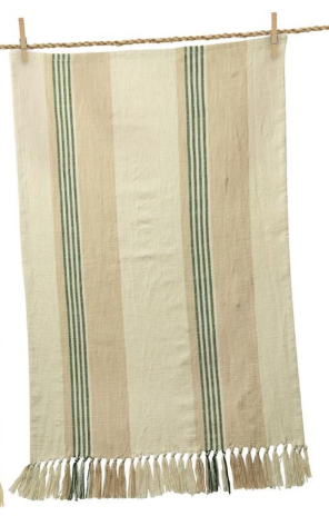 NEUTRAL AND GREEN LEAVES TEA TOWELS - ASSORTED