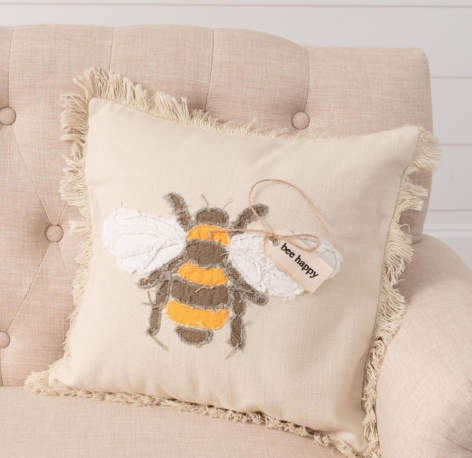 RAGGEDY BEE HAPPY PILLOW 16" x 16"