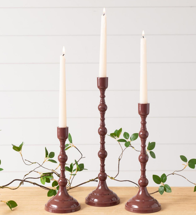 MAROON TAPER HOLDER - SET OF 3