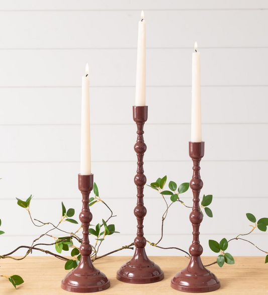 MAROON TAPER HOLDER - SET OF 3