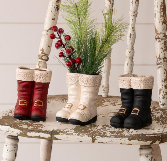 MINI SANTA'S BOOTS VASES - ASSORTED