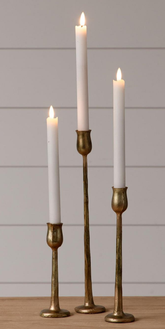 GOLD IRON CANDLE HOLDERS - SET OF 3